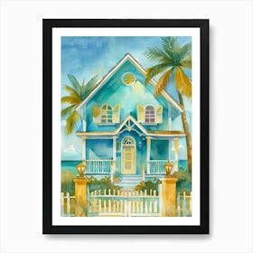 Watercolor Of A Beach House Art Print