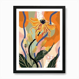 Colourful Flower Illustration Calendula 3 Art Print