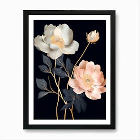 Flowers On A Black Background 21 Art Print