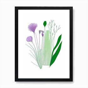 Chives Spices And Herbs Minimal Line Drawing 2 Art Print