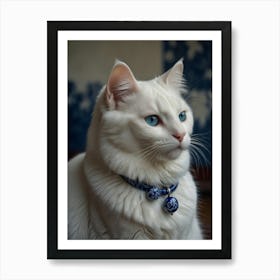 White Cat With Blue Eyes 3 Art Print