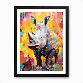 Paint Splash Dotty Rhino 5 Art Print