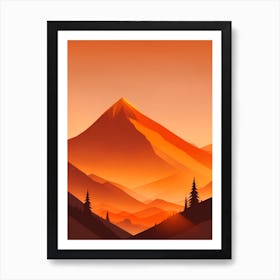 Misty Mountains Vertical Composition In Orange Tone 98 Art Print