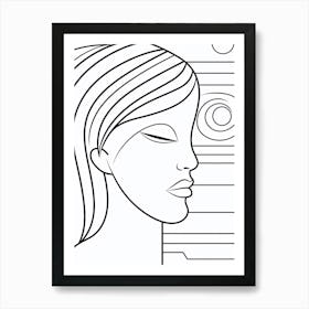 Simple Portrait Of Face Line Drawing 1 Art Print