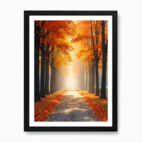 Autumn Leaves On The Road Art Print