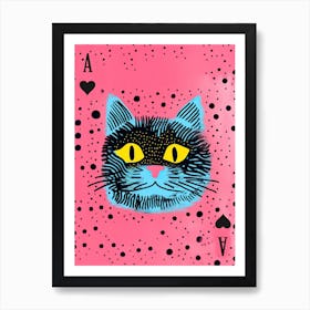 Playing Cards Cat 11 Pink And Black Art Print