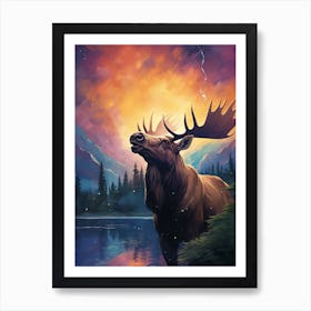 Elk in the forest Art Print