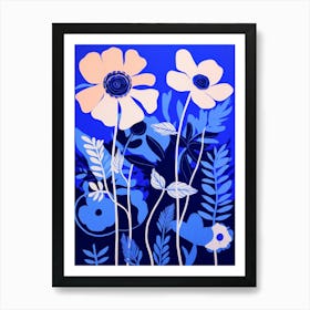 Blue Flower Illustration Daisy 3 Art Print