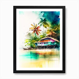 Bocas Del Toro Panama Watercolour Pastel Tropical Destination Art Print