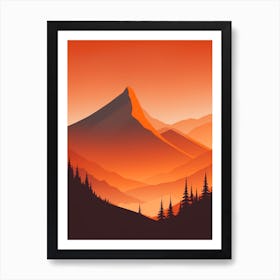 Misty Mountains Vertical Composition In Orange Tone 73 Art Print