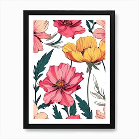 Seamless Floral Pattern 16 Art Print