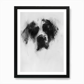 St Bernard Dog Charcoal Line 4 Art Print