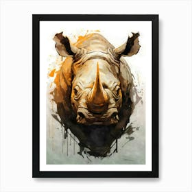 Aesthetic Abstract Watercolor Rhino Art Print