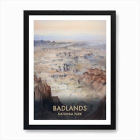 Badlands National Park Watercolour Vintage Travel Poster 1 Art Print