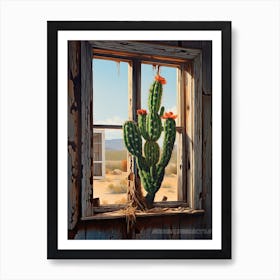 Torch Cactus On A Window  1 Art Print