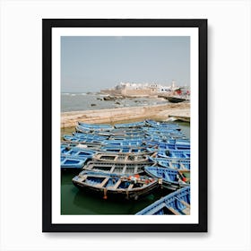 Blue Fishing Boats In The Harbor of Essaouira Morocco Art Print