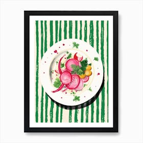 A Plate Of Bruschetta, Top View Food Illustration 1 Art Print