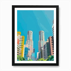 Tokyo Metropolitan Government Building 1 Colourful Illustration Art Print