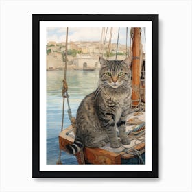 A Cat On A Medieval Ship 2 Art Print