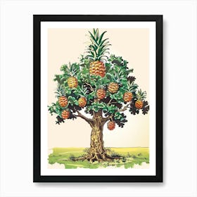 Pineapple Tree Storybook Illustration 1 Art Print