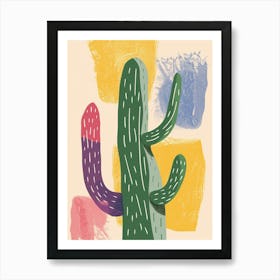 Rat Tail Cactus Minimalist Abstract Illustration 5 Art Print