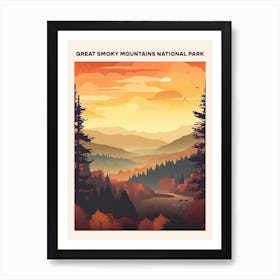 Great Smoky Mountains National Park Midcentury Travel Poster Art Print