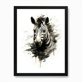 Aesthetic Abstract Watercolor Zebra Art Print