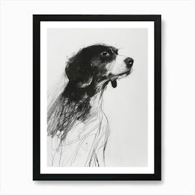 Minimalist Dog Line Charcoal Art Print