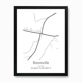 Booneville,United States Minimalist Map 1 Art Print