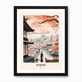 Vintage Winter Travel Poster Kyoto Japan 3 Art Print