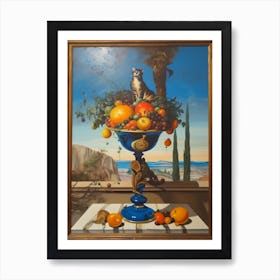 Bouvardia With A Cat 2 Dali Surrealism Style Art Print