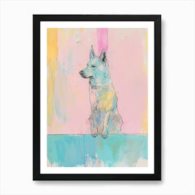 Pastel Schipperke Dog Pastel Line Illustration  2 Art Print