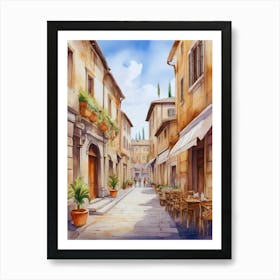 Watercolor Street Scene Art Print