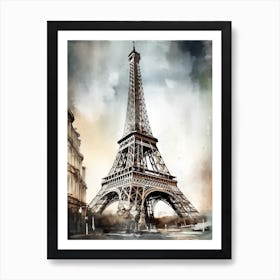 Eiffel Tower Paris France Sketch Drawing Style 2 Art Print