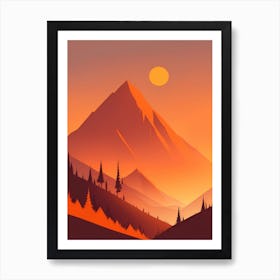 Misty Mountains Vertical Composition In Orange Tone 205 Art Print