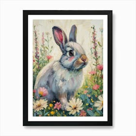 English Silver Rabbit Painting 1 Art Print