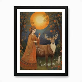 Aphrodite And Deer Poster