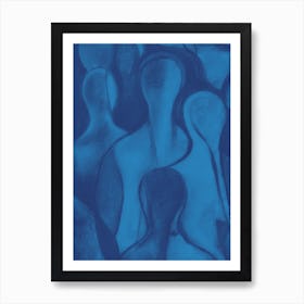 The Commute Crowd Blue Art Print