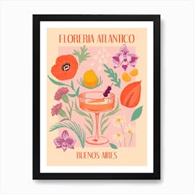 Vintage flower market cocktail poster Art Print