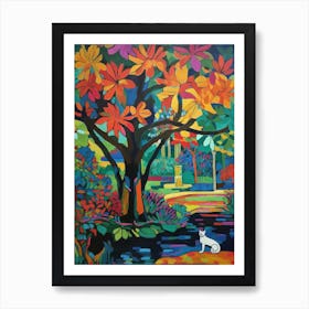 Painting Of A Cat In Royal Botanic Gardens, Kandy Sri Lanka In The Style Of Matisse 01 Art Print