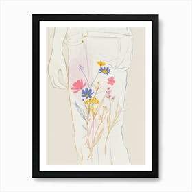 Jean Line Art Flowers 2 Art Print