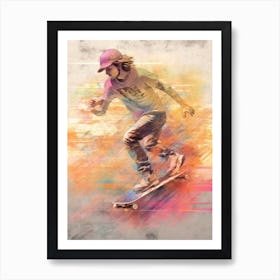 Skateboarding In Cape Town, South Africa Drawing 3 Art Print