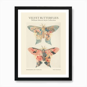 Velvet Butterflies Collection Shimmering Butterflies William Morris Style 3 Art Print