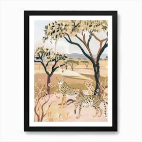 Cheetah Pastels Jungle Illustration 3 Art Print