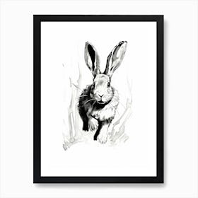 Rabbit Prints Black And White Ink 10 Art Print