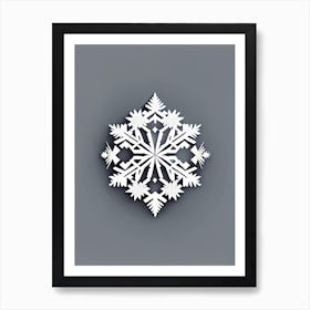 Diamond Dust, Snowflakes, Retro Minimal 2 Art Print