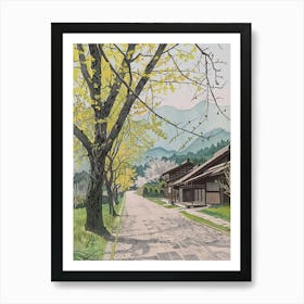 Karuizawa Japan 3 Retro Illustration Art Print