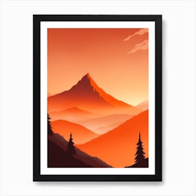 Misty Mountains Vertical Composition In Orange Tone 380 Art Print