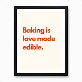 Baking Love Kitchen Typography Cream Red Poster