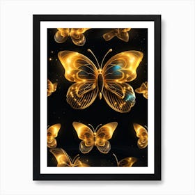 Golden Butterflies 15 Art Print